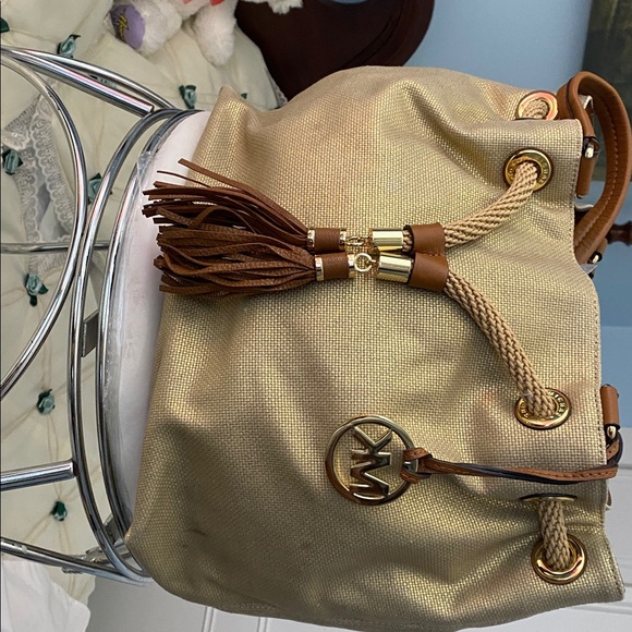 Michael Kors Gold and Brown Shoulder Bag